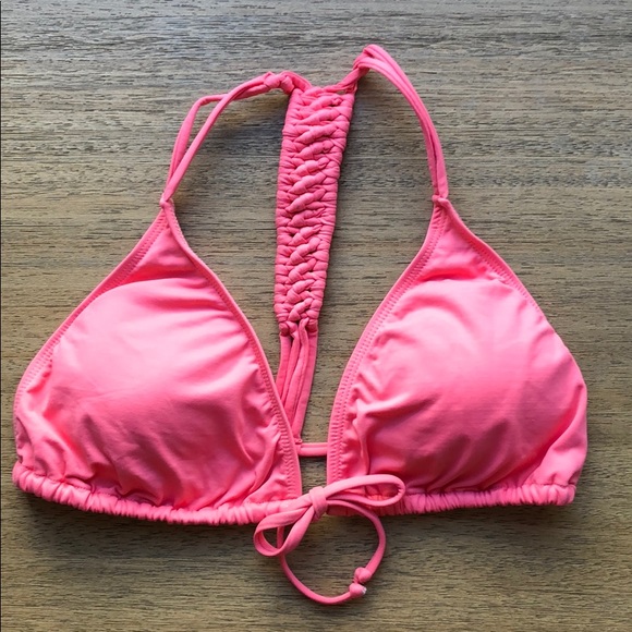 pink tie front bikini